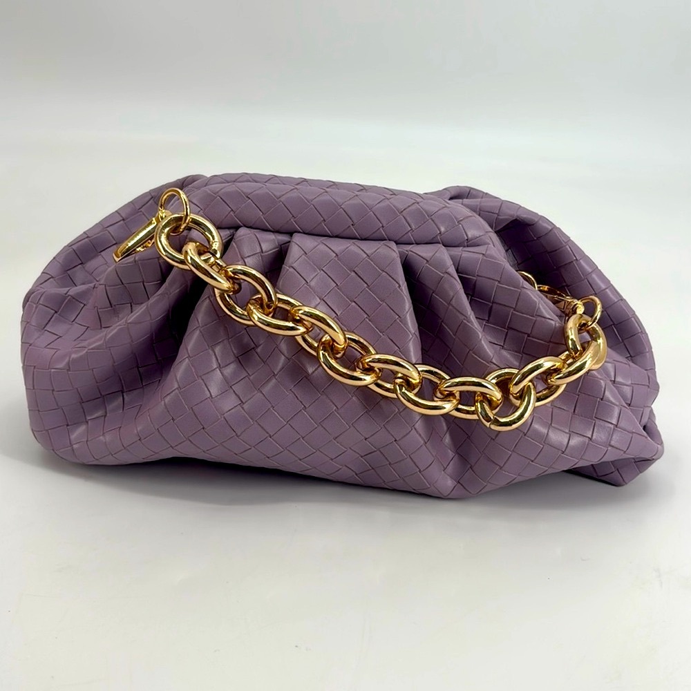 Vintage Y2K Barbiecore Vegan Leather Pastel Basket Weave Woven Chain Link Purse